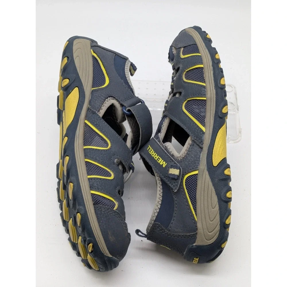 Merrell WaterPro Maipo Sport Sandals Gray Yellow Men's Size 7 Hook Loop Hiking